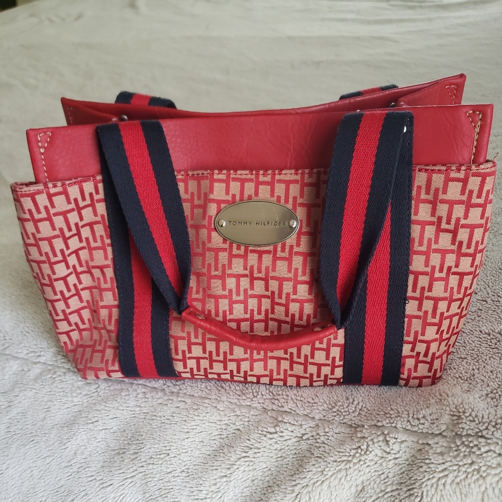Tommy Hilfiger Red and Navy Women's Bag
